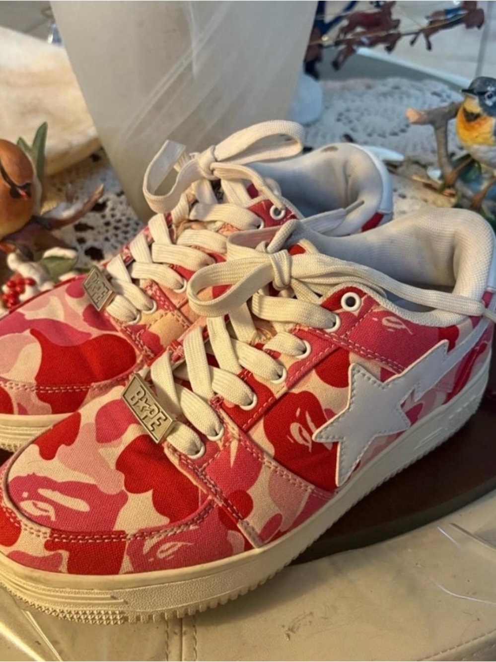 Bapesta Pink Camo Star Low-Top Sneakers